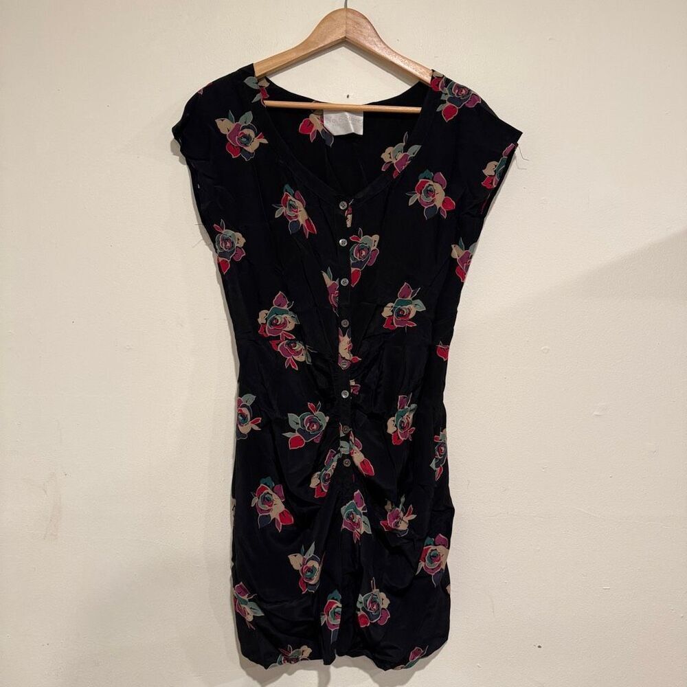 No. 6 Store Silk Hand Sewn Dress Black Buttons Size 1 Floral